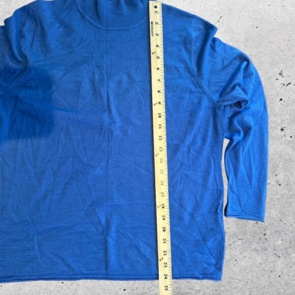 Basler Sweater Turtleneck Ribbed Knit Long Sleeve Wool & Silk Blend Blue Women's - Picture 7 of 9